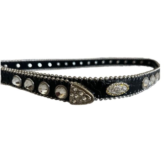 Brielle black belt with large rhinestones silver hardware SIZE M - Picture 4 of 9
